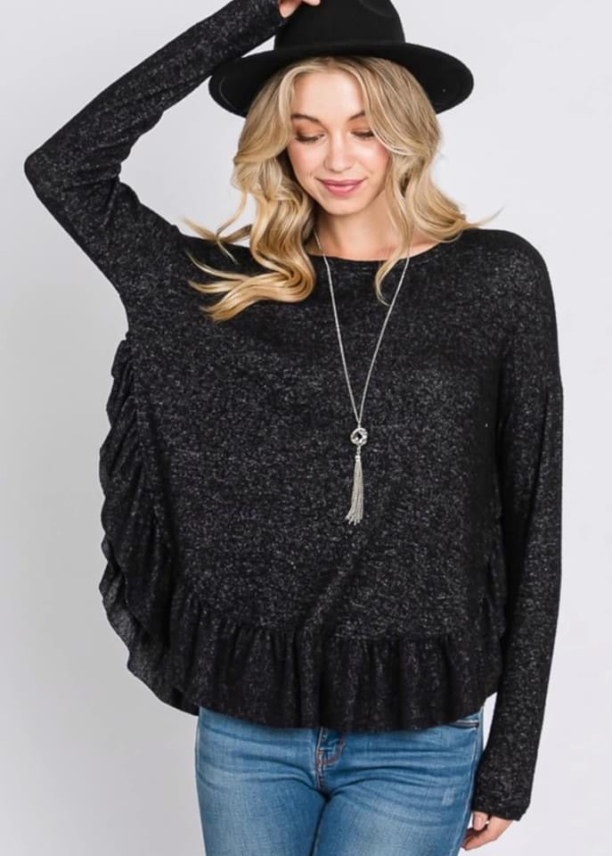 Black Bottom Ruffle Top