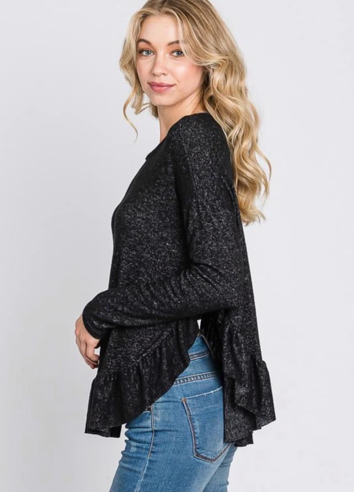 Black Bottom Ruffle Top