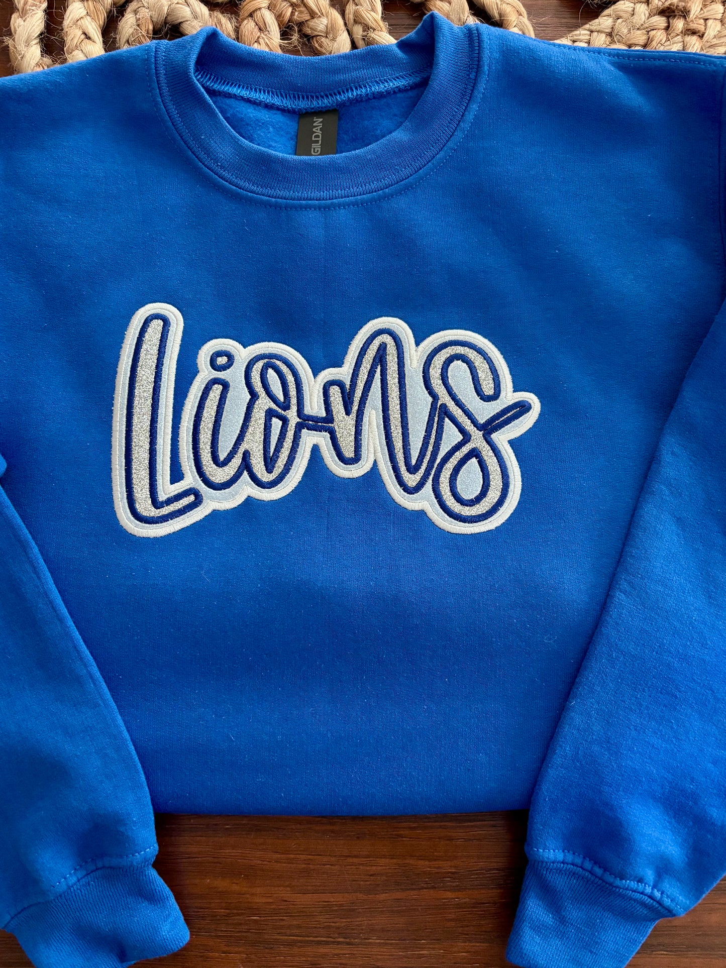 Youth Lions Double Appliqué Crew